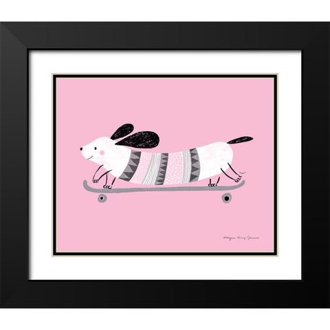 Pink Dog Black Modern Wood Framed Art Print with Double Matting by Kucwaj-Tybur, Kasia