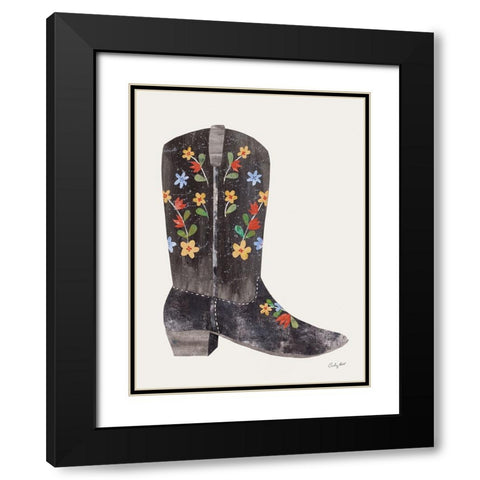 Western Cowgirl Boot III Black Modern Wood Framed Art Print with Double Matting by Prahl, Courtney