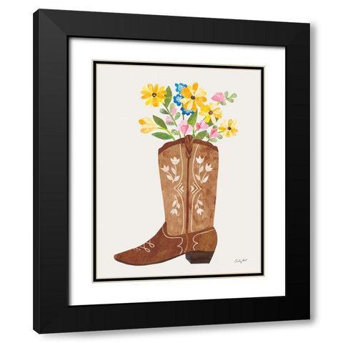 Western Cowgirl Boot VI Black Modern Wood Framed Art Print with Double Matting by Prahl, Courtney