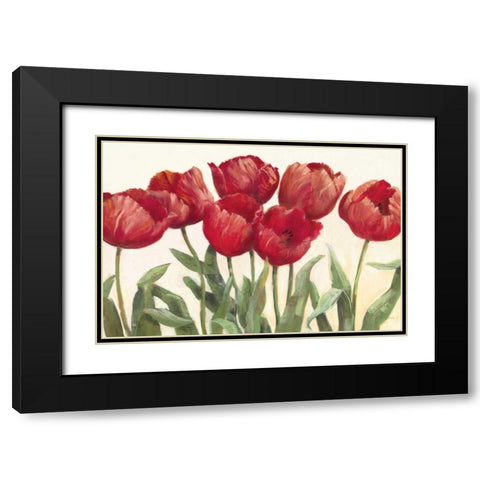 Ruby Tulips Wag Black Modern Wood Framed Art Print with Double Matting by Rowan, Carol