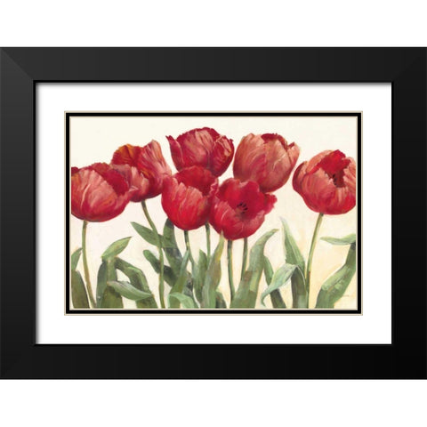 Ruby Tulips Wag Black Modern Wood Framed Art Print with Double Matting by Rowan, Carol