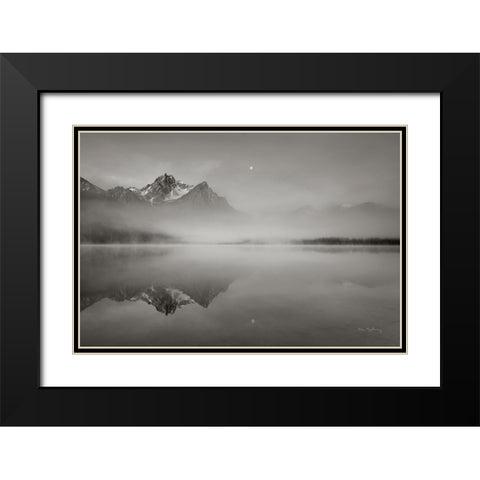 Stanley Lake Idaho BW Black Modern Wood Framed Art Print with Double Matting by Majchrowicz, Alan