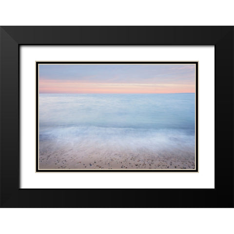 Lake Superior Beach II Sunset Black Modern Wood Framed Art Print with Double Matting by Majchrowicz, Alan