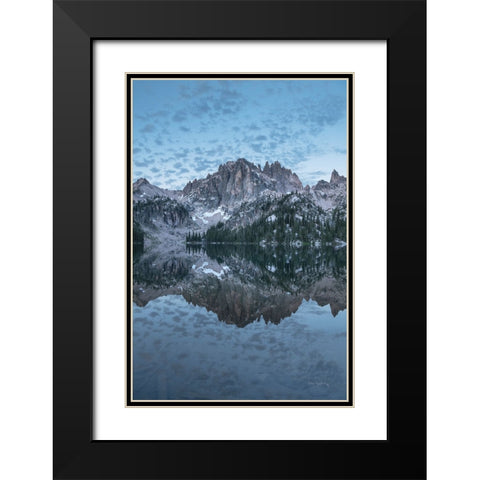 Baron Lake Monte Verita Peak Sawtooth Mountains I Black Modern Wood Framed Art Print with Double Matting by Majchrowicz, Alan