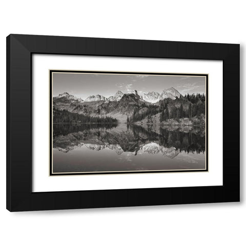 Alice Lake Sawtooth Mountains Idaho BW Black Modern Wood Framed Art Print with Double Matting by Majchrowicz, Alan