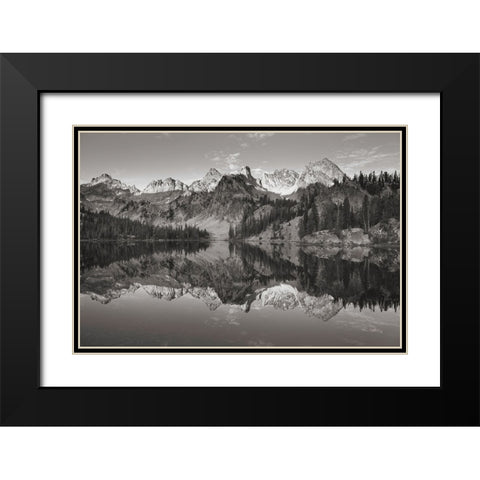 Alice Lake Sawtooth Mountains Idaho BW Black Modern Wood Framed Art Print with Double Matting by Majchrowicz, Alan
