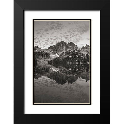 Baron Lake Monte Verita Peak Sawtooh Mountains I BW Black Modern Wood Framed Art Print with Double Matting by Majchrowicz, Alan