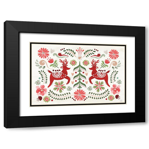 Festive Season I Black Modern Wood Framed Art Print with Double Matting by June, Dina