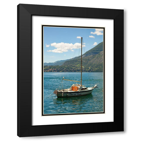 Lake Como Boats II Black Modern Wood Framed Art Print with Double Matting by Aledanda