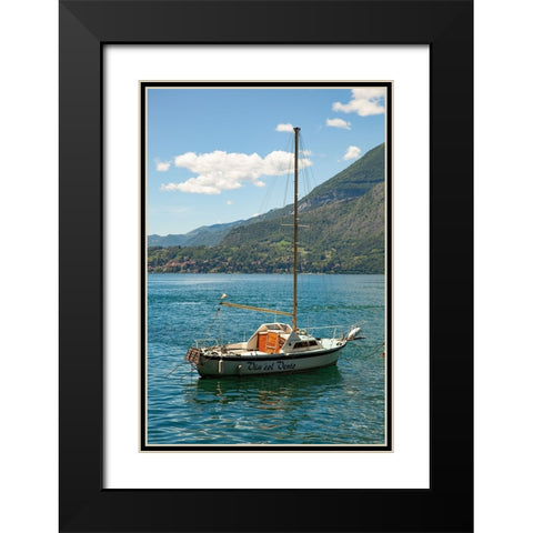 Lake Como Boats II Black Modern Wood Framed Art Print with Double Matting by Aledanda