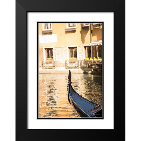 Gondola Reflections Black Modern Wood Framed Art Print with Double Matting by Aledanda