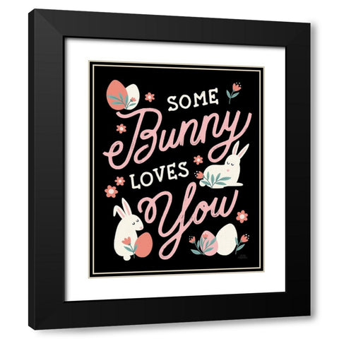 Bunny Kisses III Black Black Modern Wood Framed Art Print with Double Matting by Marshall, Laura