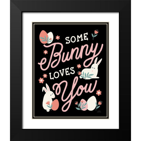 Bunny Kisses III Black Black Modern Wood Framed Art Print with Double Matting by Marshall, Laura
