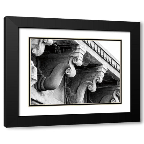 Scrolls Black Modern Wood Framed Art Print with Double Matting by Larson, Nathan