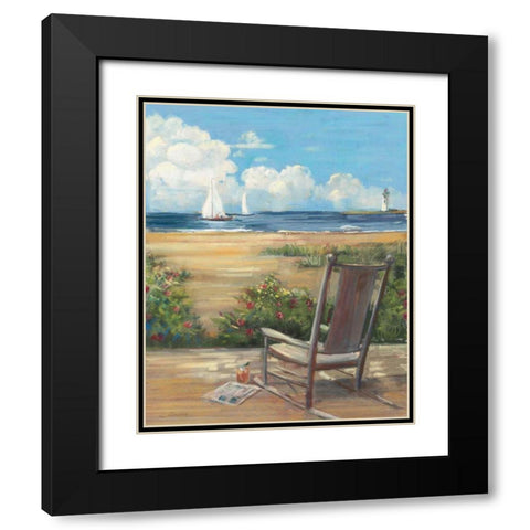 By the Sea II - Wag Black Modern Wood Framed Art Print with Double Matting by Rowan, Carol