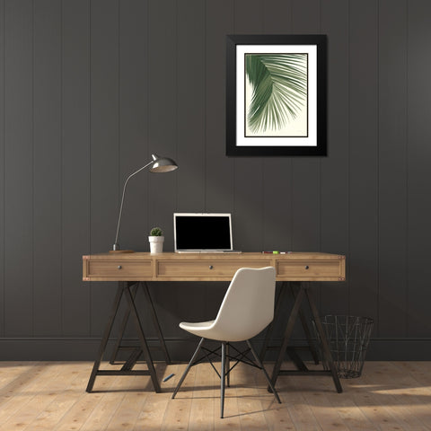 Retro Big Leaf II Green Black Modern Wood Framed Art Print with Double Matting by Nai, Danhui