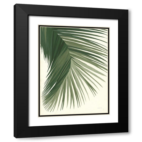 Retro Big Leaf II Green Black Modern Wood Framed Art Print with Double Matting by Nai, Danhui