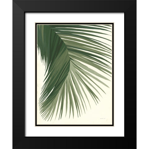 Retro Big Leaf II Green Black Modern Wood Framed Art Print with Double Matting by Nai, Danhui