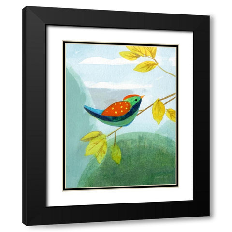 Colorful Birds I Black Modern Wood Framed Art Print with Double Matting by Nai, Danhui