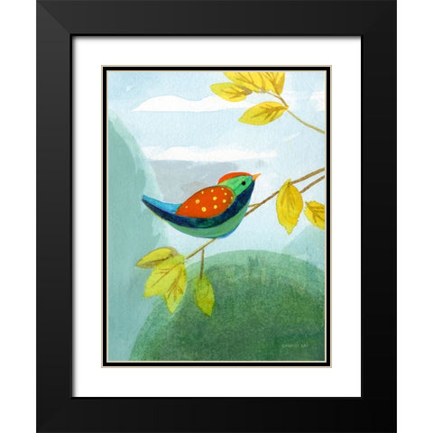 Colorful Birds I Black Modern Wood Framed Art Print with Double Matting by Nai, Danhui