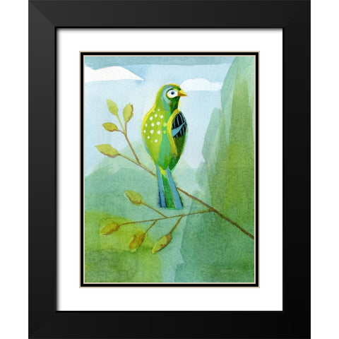 Colorful Birds III Black Modern Wood Framed Art Print with Double Matting by Nai, Danhui
