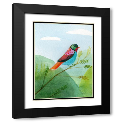 Colorful Birds IV Black Modern Wood Framed Art Print with Double Matting by Nai, Danhui