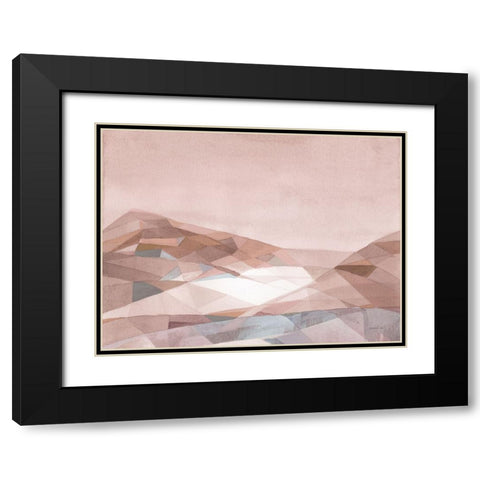 Warm Geometric Mountain v2 Black Modern Wood Framed Art Print with Double Matting by Nai, Danhui