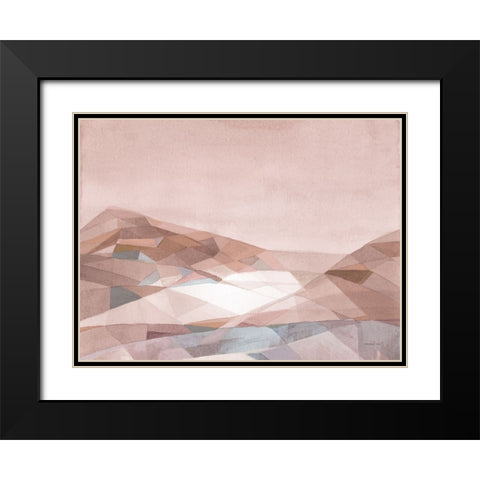 Warm Geometric Mountain v2 Black Modern Wood Framed Art Print with Double Matting by Nai, Danhui