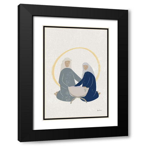 Nativity II with Navy no Words Black Modern Wood Framed Art Print with Double Matting by Thorns, Becky