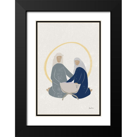 Nativity II with Navy no Words Black Modern Wood Framed Art Print with Double Matting by Thorns, Becky