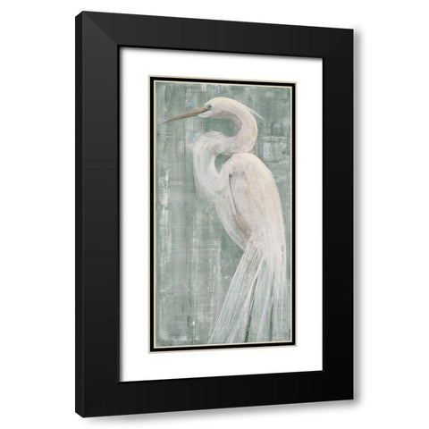 Coastal Egret II Green Black Modern Wood Framed Art Print with Double Matting by Hristova, Albena