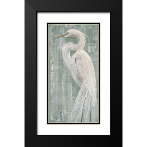 Coastal Egret II Green Black Modern Wood Framed Art Print with Double Matting by Hristova, Albena