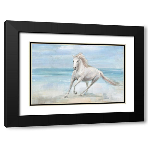 Gallop on the Beach Black Modern Wood Framed Art Print with Double Matting by Nai, Danhui