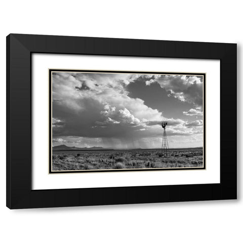 New Mexico Monsoon Rains Black Modern Wood Framed Art Print with Double Matting by Larson, Nathan