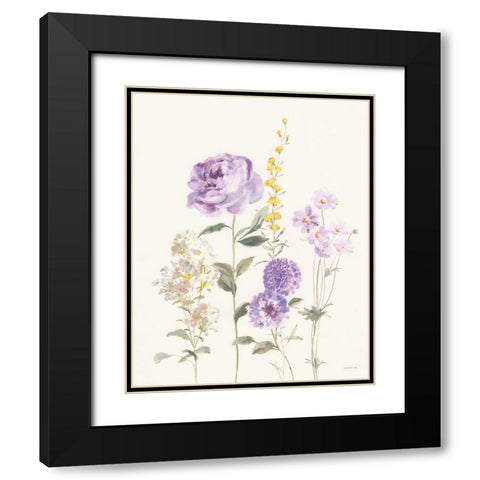 Picket Fence Flowers I Pastel Black Modern Wood Framed Art Print with Double Matting by Nai, Danhui