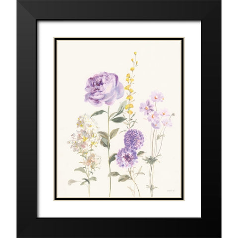 Picket Fence Flowers I Pastel Black Modern Wood Framed Art Print with Double Matting by Nai, Danhui