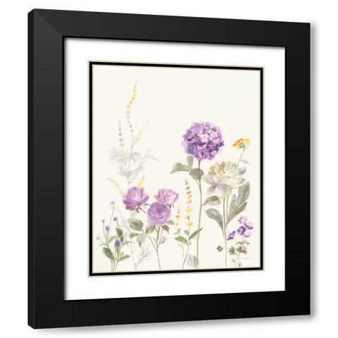 Picket Fence Flowers II Pastel Black Modern Wood Framed Art Print with Double Matting by Nai, Danhui