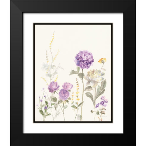 Picket Fence Flowers II Pastel Black Modern Wood Framed Art Print with Double Matting by Nai, Danhui