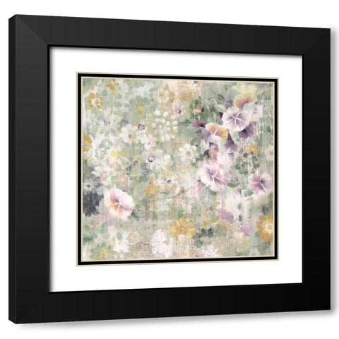 Flower Shower Light Black Modern Wood Framed Art Print with Double Matting by Nai, Danhui