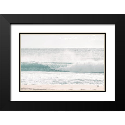 Curling Blue Black Modern Wood Framed Art Print with Double Matting by Larson, Nathan