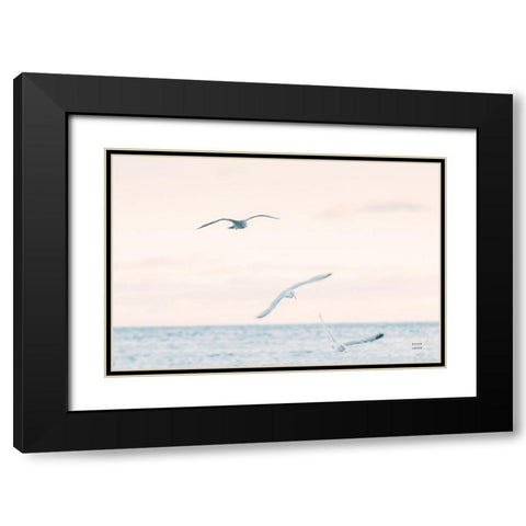Sunset Flocks Black Modern Wood Framed Art Print with Double Matting by Larson, Nathan