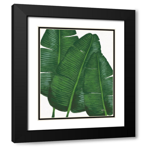 Emerald Banana Leaves II Black Modern Wood Framed Art Print with Double Matting by Penner, Janelle