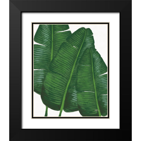 Emerald Banana Leaves II Black Modern Wood Framed Art Print with Double Matting by Penner, Janelle