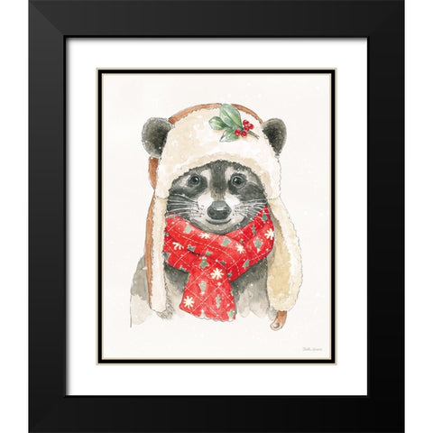 Woodland Animals III White Snowflakes Black Modern Wood Framed Art Print with Double Matting by Grove, Beth