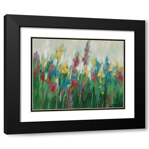 Flowers by the Cottage Black Modern Wood Framed Art Print with Double Matting by Vassileva, Silvia