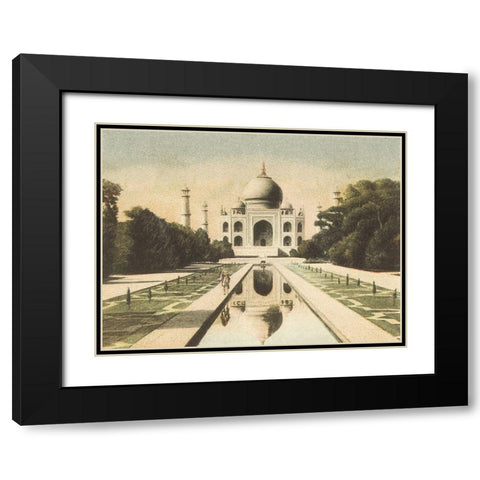 Taj Mahal Postcard I Black Modern Wood Framed Art Print with Double Matting by Wild Apple Portfolio