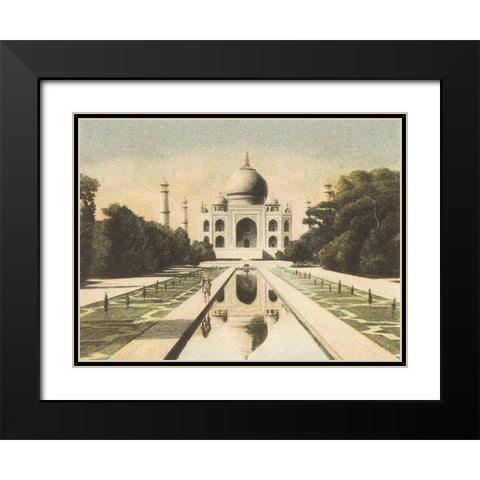 Taj Mahal Postcard I Black Modern Wood Framed Art Print with Double Matting by Wild Apple Portfolio