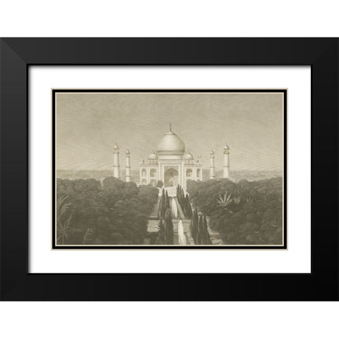 Taj Mahal Postcard II Black Modern Wood Framed Art Print with Double Matting by Wild Apple Portfolio