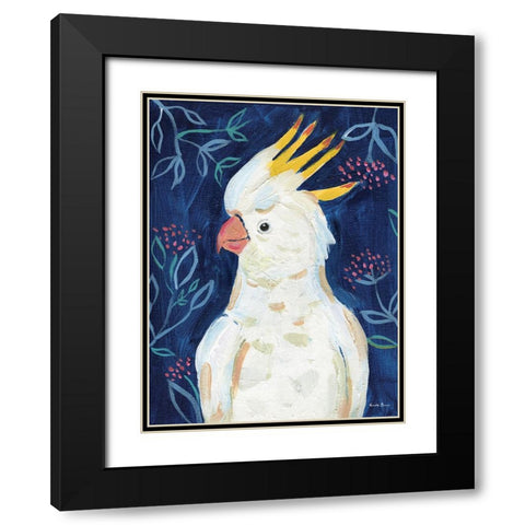 Tropical Cockatoo Black Modern Wood Framed Art Print with Double Matting by Zaman, Farida