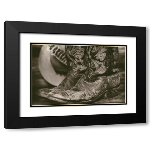 Cowboy Boots I Black Modern Wood Framed Art Print with Double Matting by Larson, Nathan